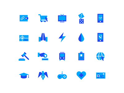 Payment Platform Icon Set bill blue branding cart coin design education fintech game gift graphic icon set identity logo minimalistic payment phone simple tv wallet