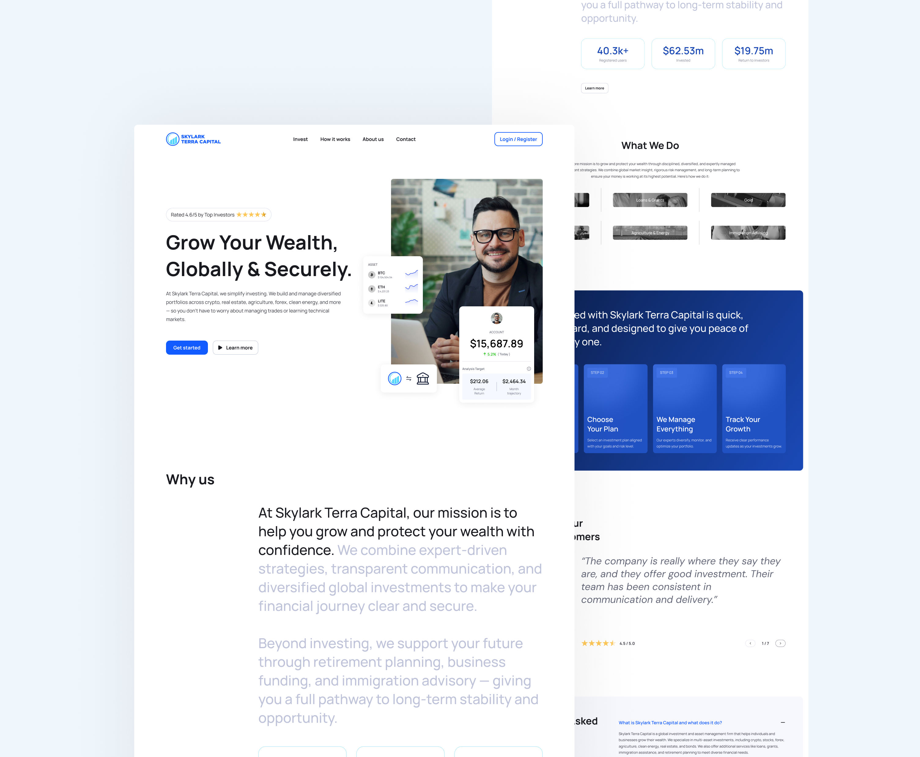 Investment Landing page design finance fintech gold invest investment landing page lp mobile app stock ui design uiux