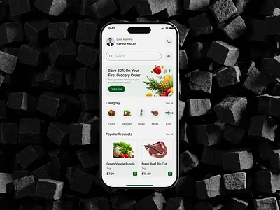 Modern Grocery Shopping App — Fresh & Minimal UI Concept appconcept appdesign appui design e comarch grocery shopping app groceryapp mordanapp shoppingapp ui ui interface uxui