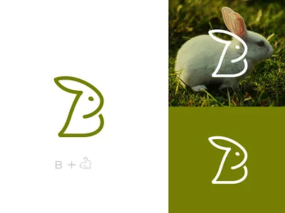 Minimal B Letter Logo with Rabbit Concept – Line Art Animal Mark abstract logo branding identity b rabit crypto startup gaming logo geometric logo green logo letter f b line art minimalist modern logo monogram negative space simple logo subtle mark tech brand
