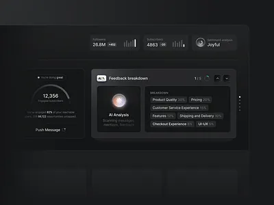 Dashboard SmartStack AI Widget ai analysis dark mode dashboard data feedback smart stack ui widget