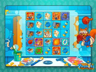 Peanuts: Slot game art cartoon casino casino game concept art gambling game game design game interface graphic design illustration product design slot slot game slot machine slot online slots squirrel toilet web design
