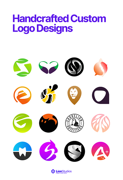Handcrafted Custom Logo Design Vol.1 app icon badge logo brand identity branding agency clothing brand logo consulting logo custom logo icon design lettermark lion studios logo collection logo design mascot logo minimal logo modern logo monoline logo nature logo pet logo shield logo vector logo