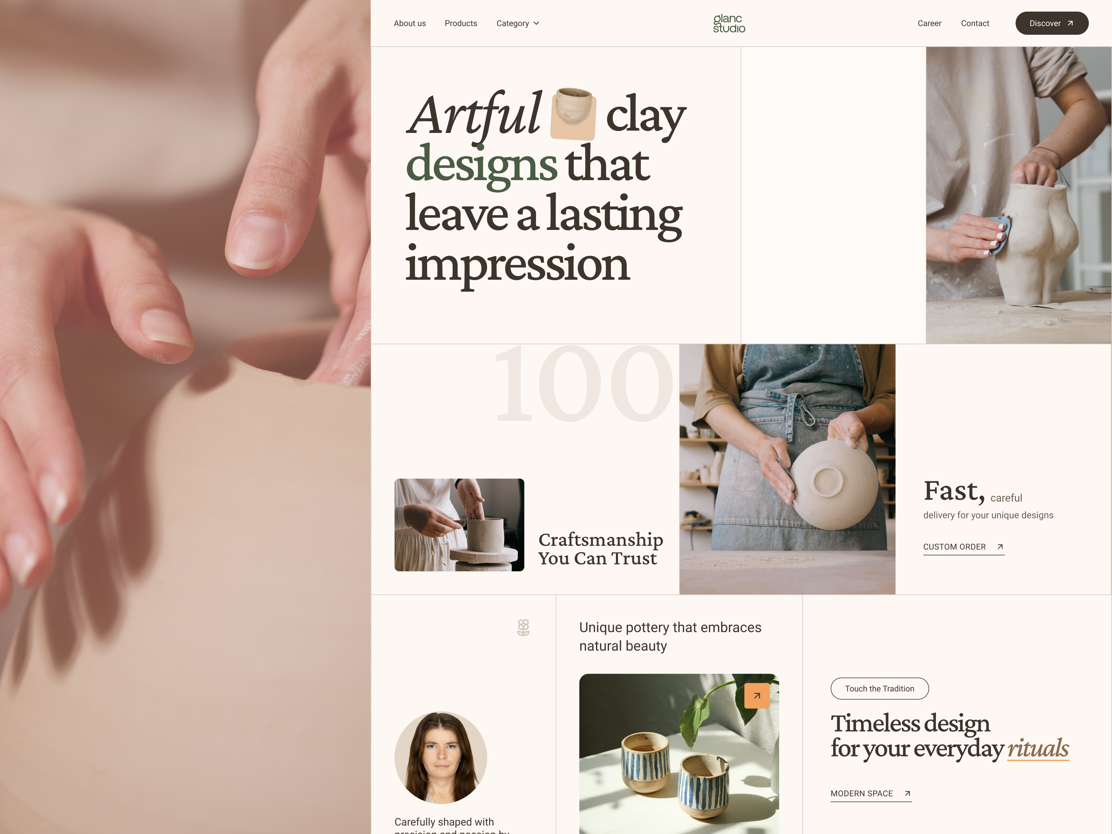 Example of Glanc Studio – Ceramics Workshop Website