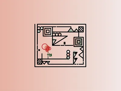 Undefined-2-2 circle flower illustration line minimal modern modern art print red shape square