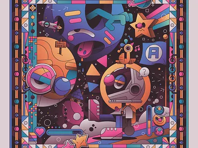 BOY IN SPACE character flat gradient illustration minimal simple