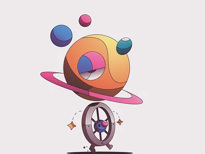 Space Bear character flat gradient illustration illustrator minimal simple