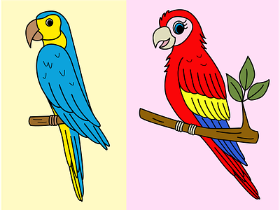 Cute cartoon parrots branding cartoon design graphic design honey illustration parrots vector vector