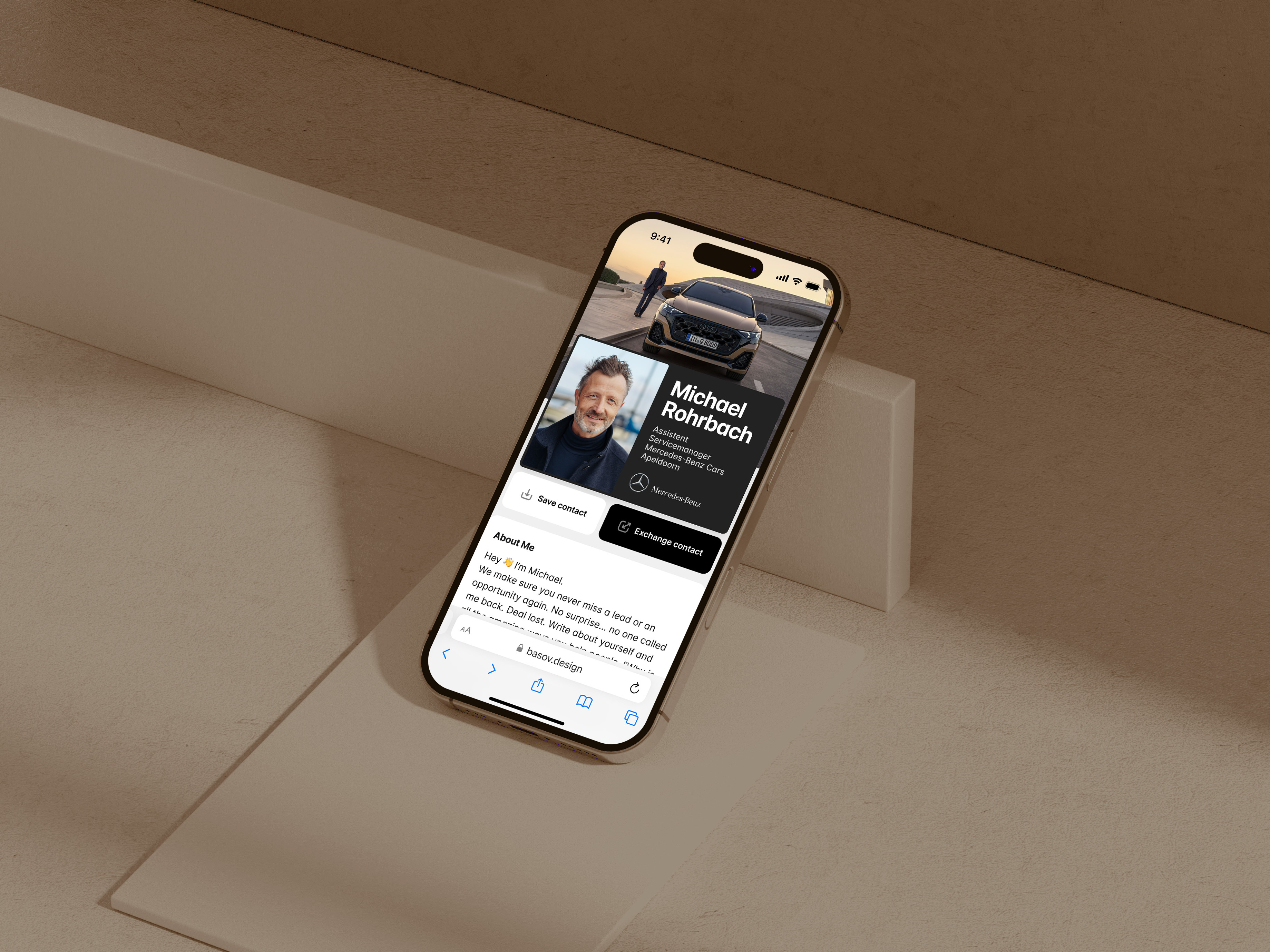 Profile for a Digital Business Card. Public Profile UI design add to contact business card card design contact sharing corporate profile digital business card exchange contact minimalism mobile design mobile ui my profile nfc card nfc profile page profile card profile design profile page public profile share contact smart business card uidesign