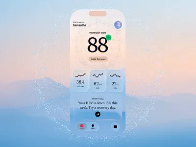 Tempo — iOS Home UI · SwiftUI prototype with liquid-glass cards app dashboard figma health app ios ios app design ios ui iphone liquid glass microinteractions midjourney mobile mobile ui motion product design spline swiftui ui ux wearable data