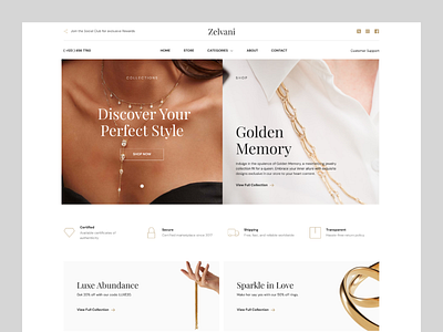 Jewelry E-Commerce Website e commerce jewellery e commerce jewellery shop jewellery store jewellery website jewelry e commerce website landing page shopify shopify e commerce shopify store shopify store design shopify website ui ux webdesign website website design