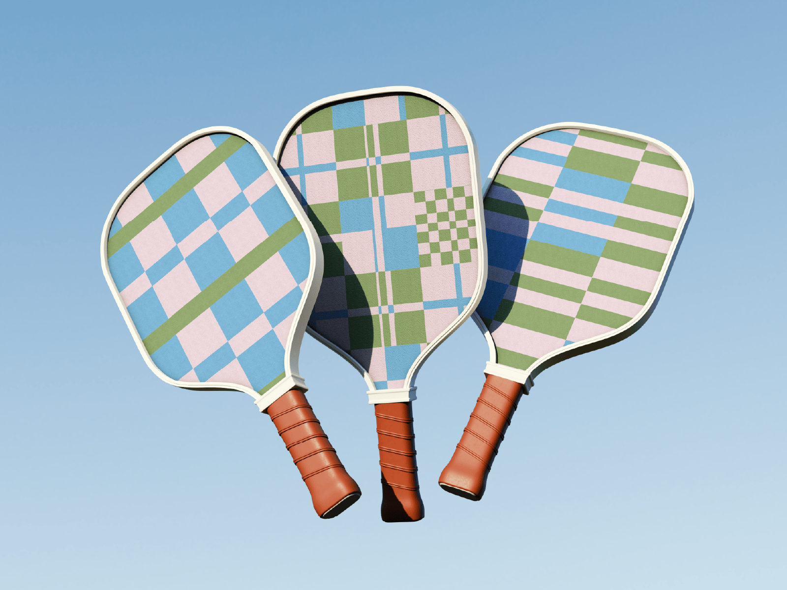 Pickleball Paddle Graphic Explorations Vol. III [Unused] brand exploration clean design creative direction design inspiration geometric design graphic design merch design minimal patterns modern patterns paddle design pastel palette pattern exploration pickleball design product mockup sports branding sports graphics sporty visuals summer vibes surface pattern visual identity