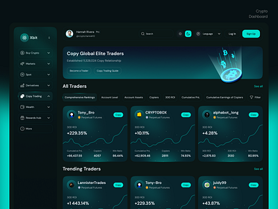 Crypto Copy Trading Dashboard UI – Modern Web3 Trading Platform blockchain crypto dark ui design exchange fintech modern product professional trading ui ux web