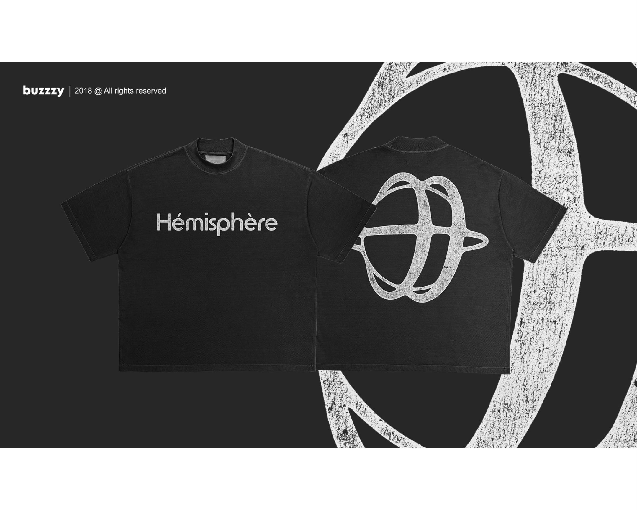Streetwear T-Shirt Design – ‘Hémisphère’ Front & Back Graphic animation apparel design brand identity clothing brand fashion design graphic design graphic tee grunge texture logo design merchandise streetwear streetwear logo t shirt design text design typography urban design urban logo y2k y2k chrome y2k logo