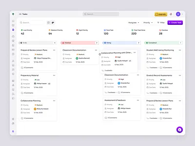 RecruitSmart — Task Kanban View for School HR Platform dashboard education employee hiring hr hrm human resources job kanban design product design recruitment saas saas design school staff task management team management ui ux web design