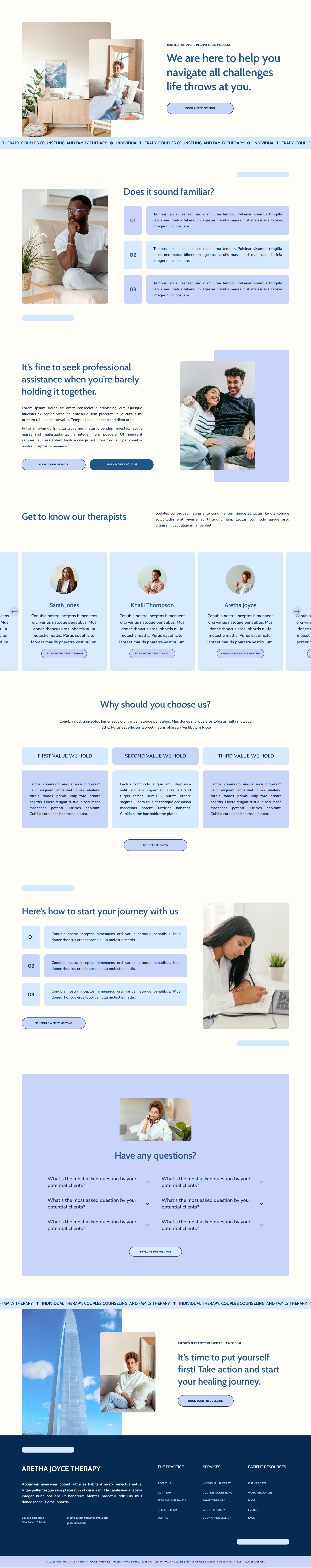 Soothing Blue Squarespace Website Design for therapists airy case study clean graphic design homepage light mental health modern pastel blue periwinkle serenity soft soothin squarespace therapist therapy website website design wellness