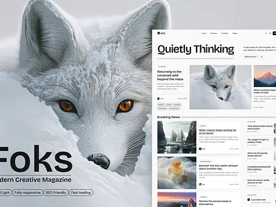 Foks - Modern Creative Magazine Portfolio Template aesthetic agency blog clean creative designer editorial layouts lifestyle magazine minimal modern personal photography portfolio professional responsive showcase storytelling writer