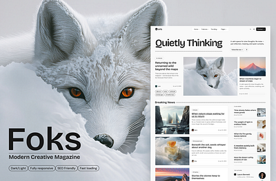 Foks - Modern Creative Magazine Portfolio Template aesthetic agency blog clean creative designer editorial layouts lifestyle magazine minimal modern personal photography portfolio professional responsive showcase storytelling writer
