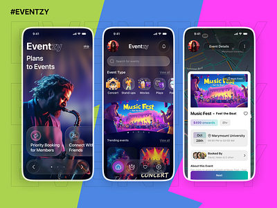 Eventzy - Eventbooking App ai app design application design design system event app event appointment app event booking app event management app event organizing app event ticketing app mobile mockup portfolio power app project ui ui design ui kit uiux