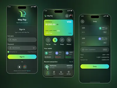 Way Pay — Premium Crypto Wallet & Smart Payment App UI app concept banking app banking mobile app crypto exchange crypto wallet crypto wallet mobile app design currency exhchange app dark mode ui digital wallet digital wallet mobile app design dribbble showcase finance app design finance dashboard fintech ui mobile ui modern design payment app ux ui design wallet app web