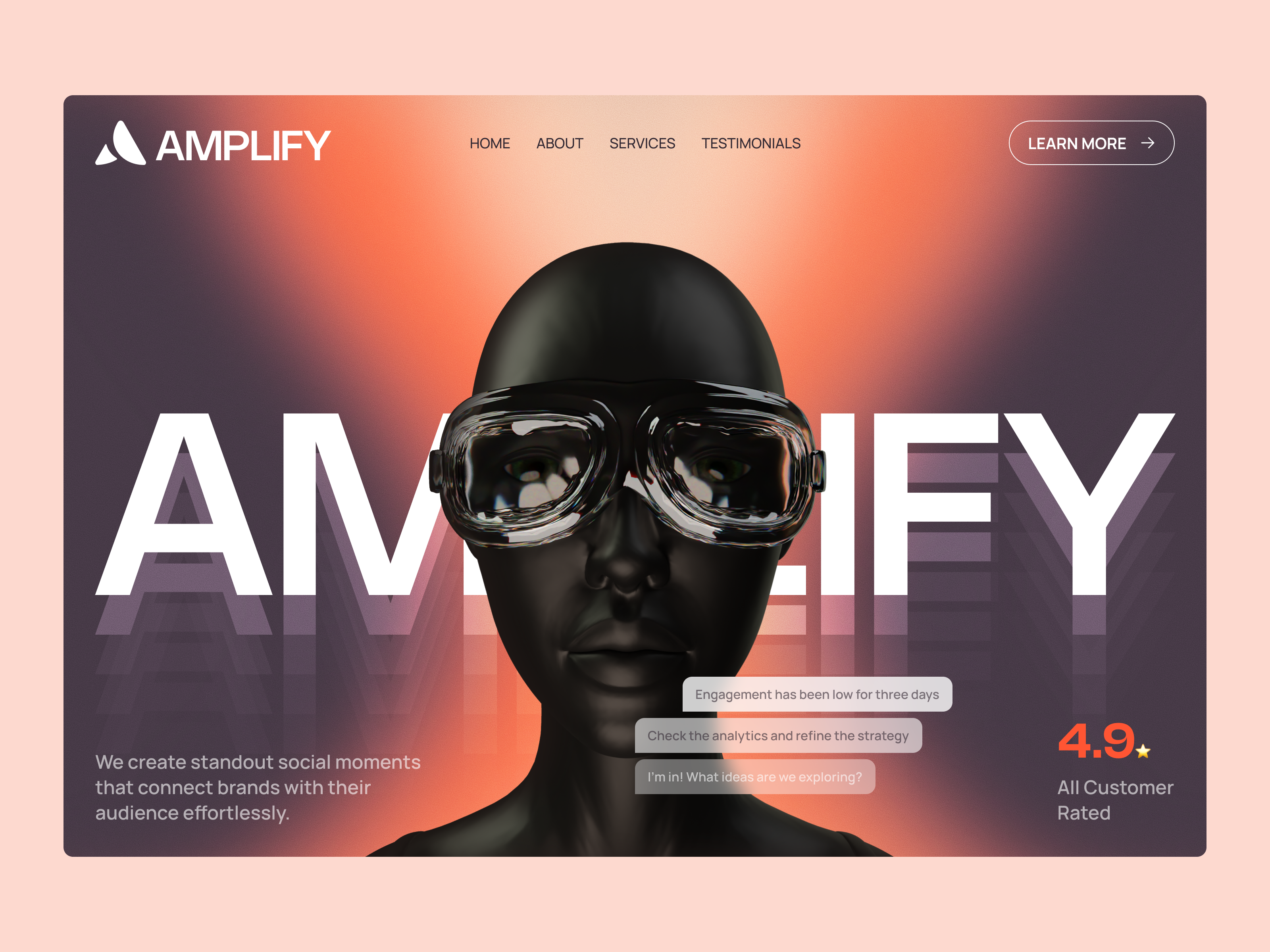 Example of Futuristic Marketing Agency Landing Page, Bold Modern Web Design