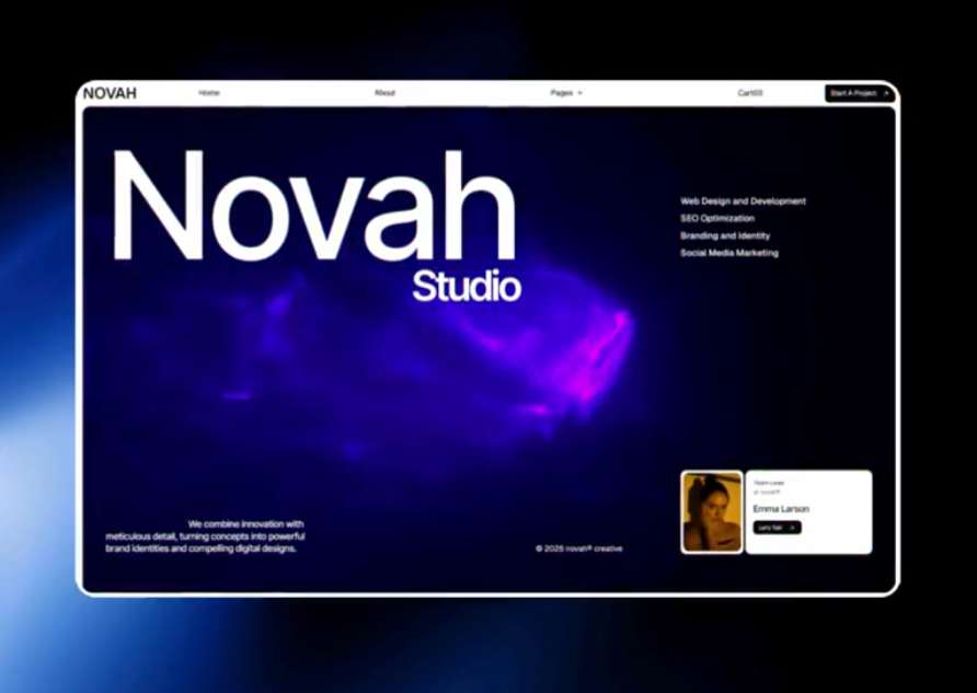 Novah — Minimal Design Built to Let Your Work Take the Lead cleandesign creativeagency creativestudiowebsite designstudio gallerydesign minimaldesign minimalui modernwebdesign neutralpalette personalportfolio portfolio portfoliowebsite productshowcase ui ux uianimation uxdesign visualhierarchy visualstorytelling webflowtemplate