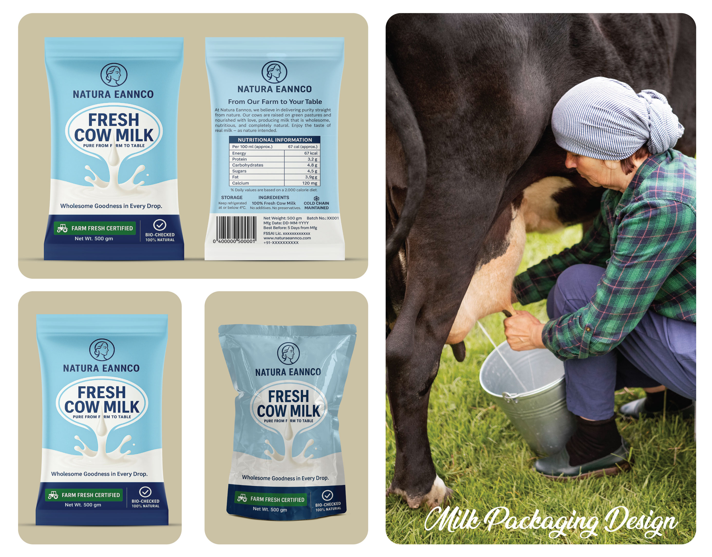 Cow Milk Snack Packaging Design & Branding brand design brand identity branding cow milk food design graphic design label design label packaging milk packaging packaging design packaging expert pouch bag pouch design pouch packaging product packaging