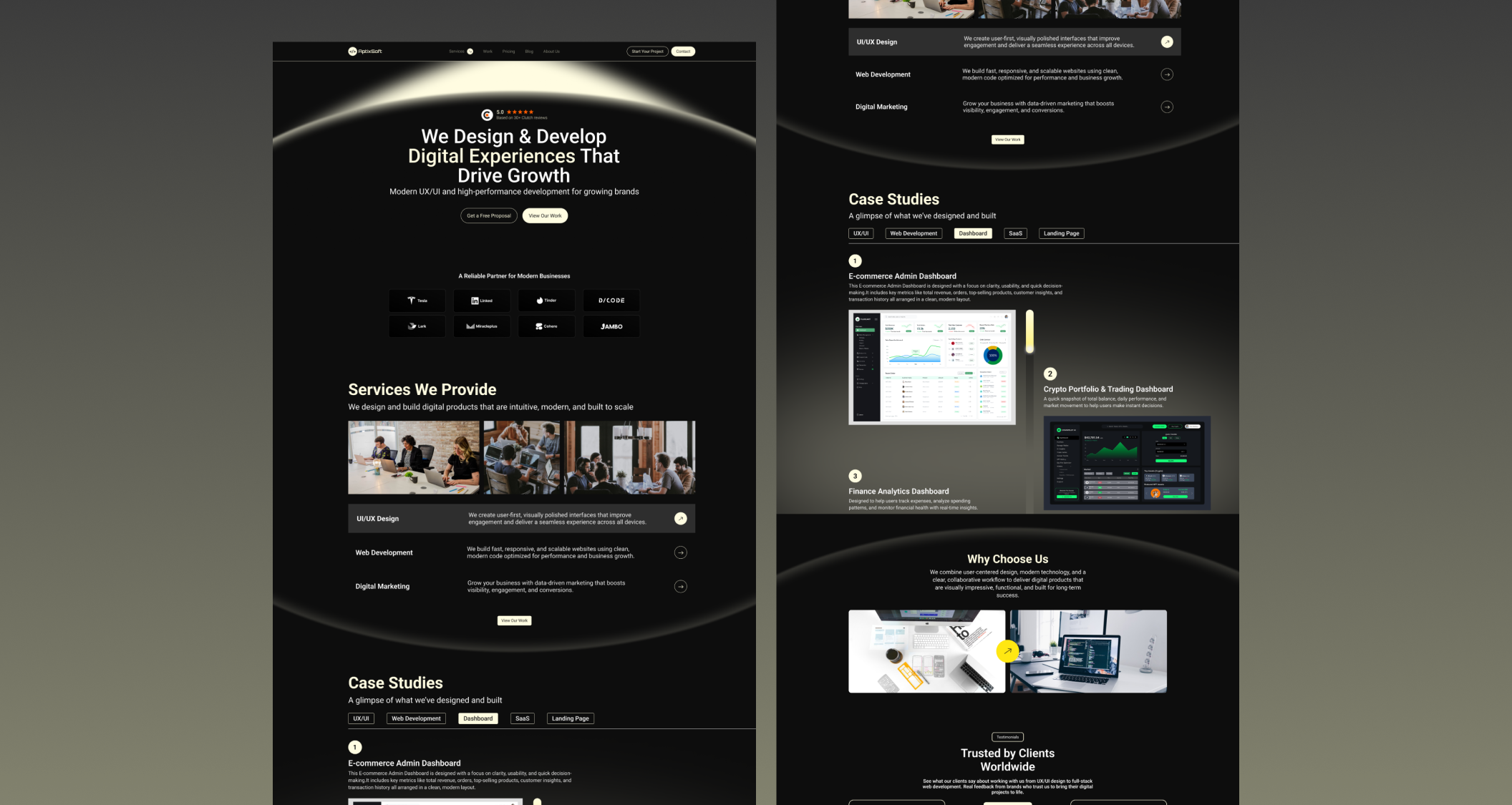 Digital Agency Landing Page agency website clean ui creative agency dark ui dashboard ui design figma landing page minimal design modern ui saas design ui ui design user interface ux uxui design web design