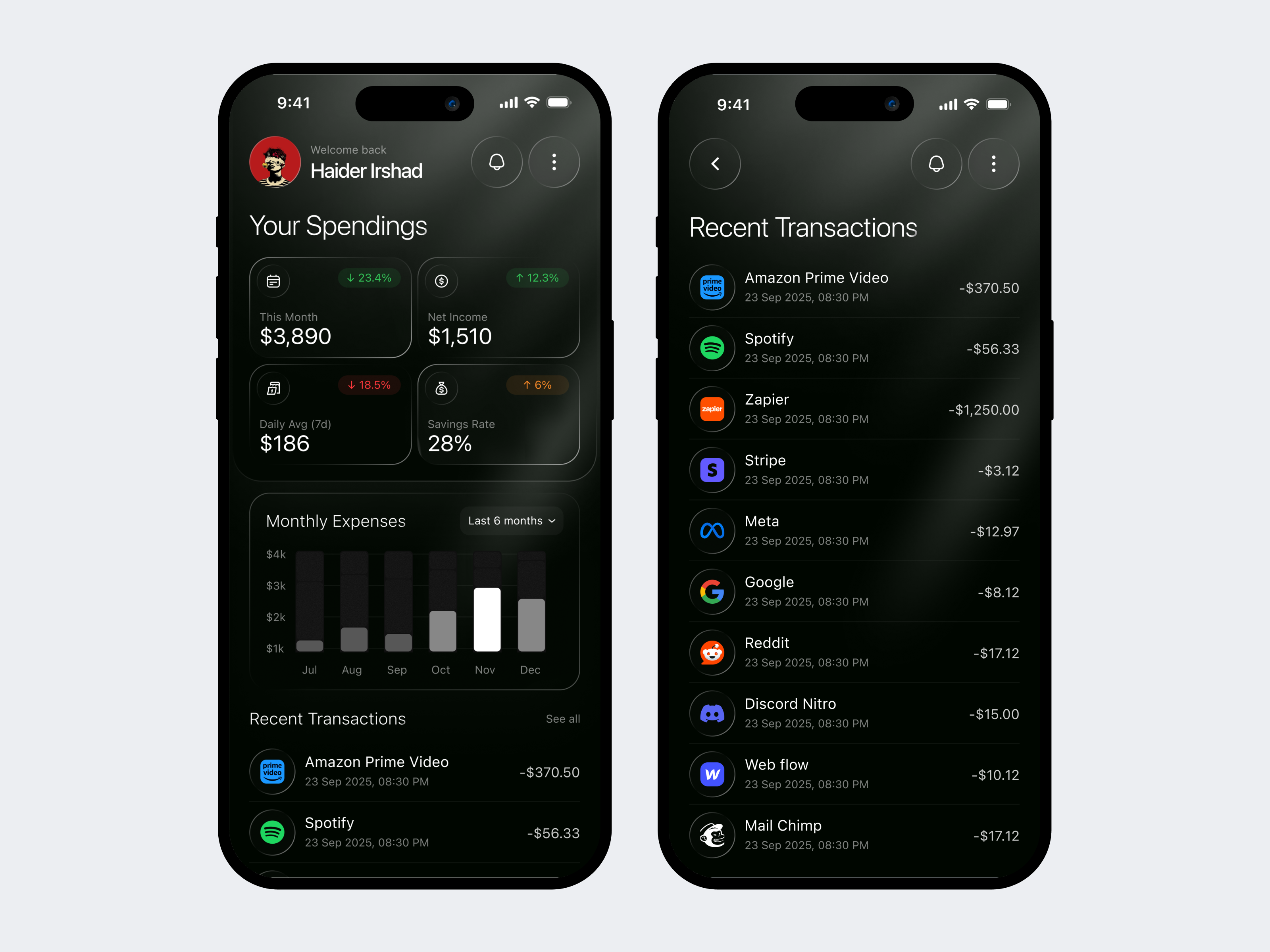 Expense Tracking App ai assistant ai dashboard app design appdesign branding design graphic design illustration liquid liquidglass logo ui user interface vector