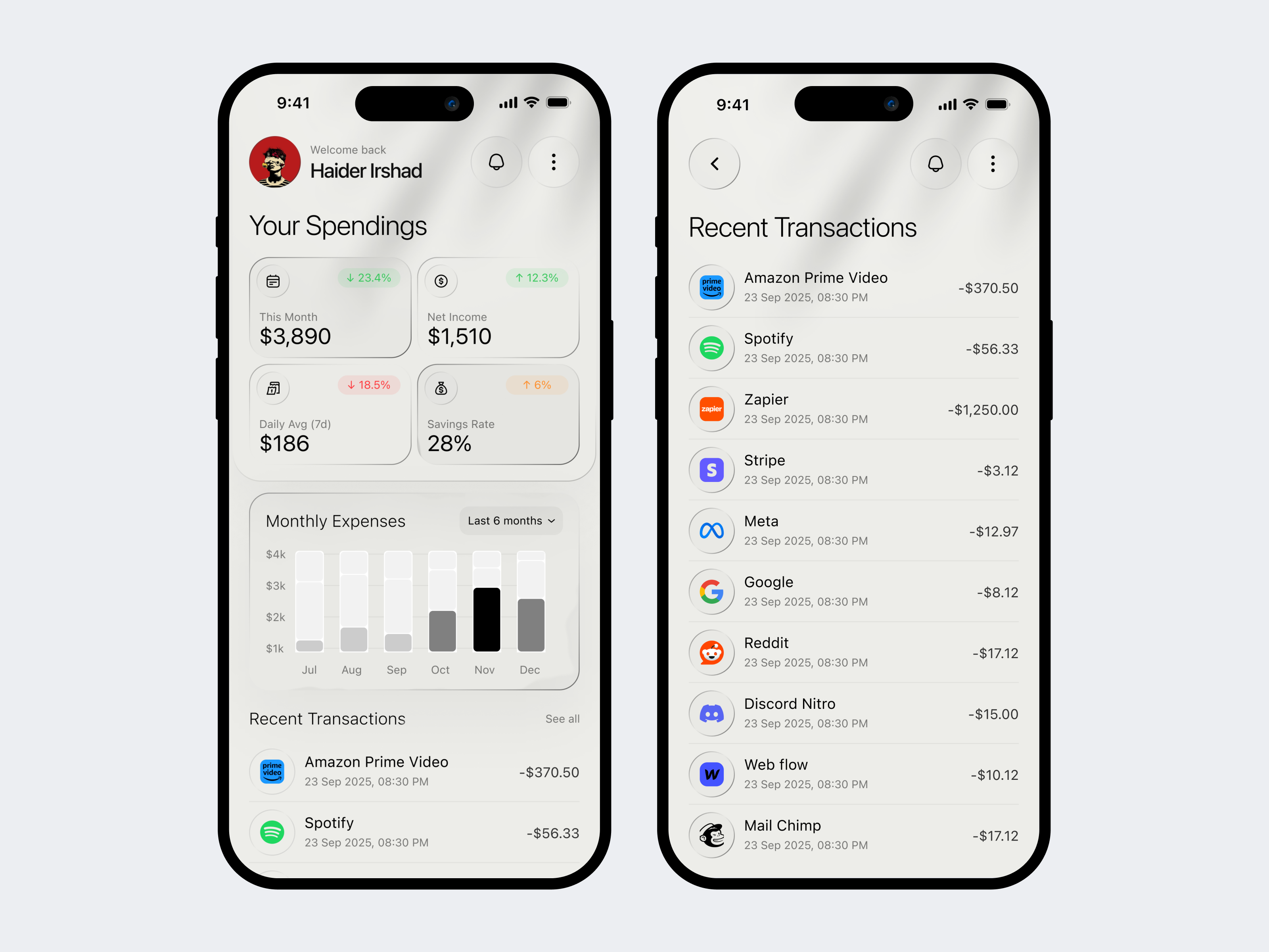 Expense Tracking App ai assistant ai dashboard animation app design branding design graphic design illustration logo motion graphics ui vector
