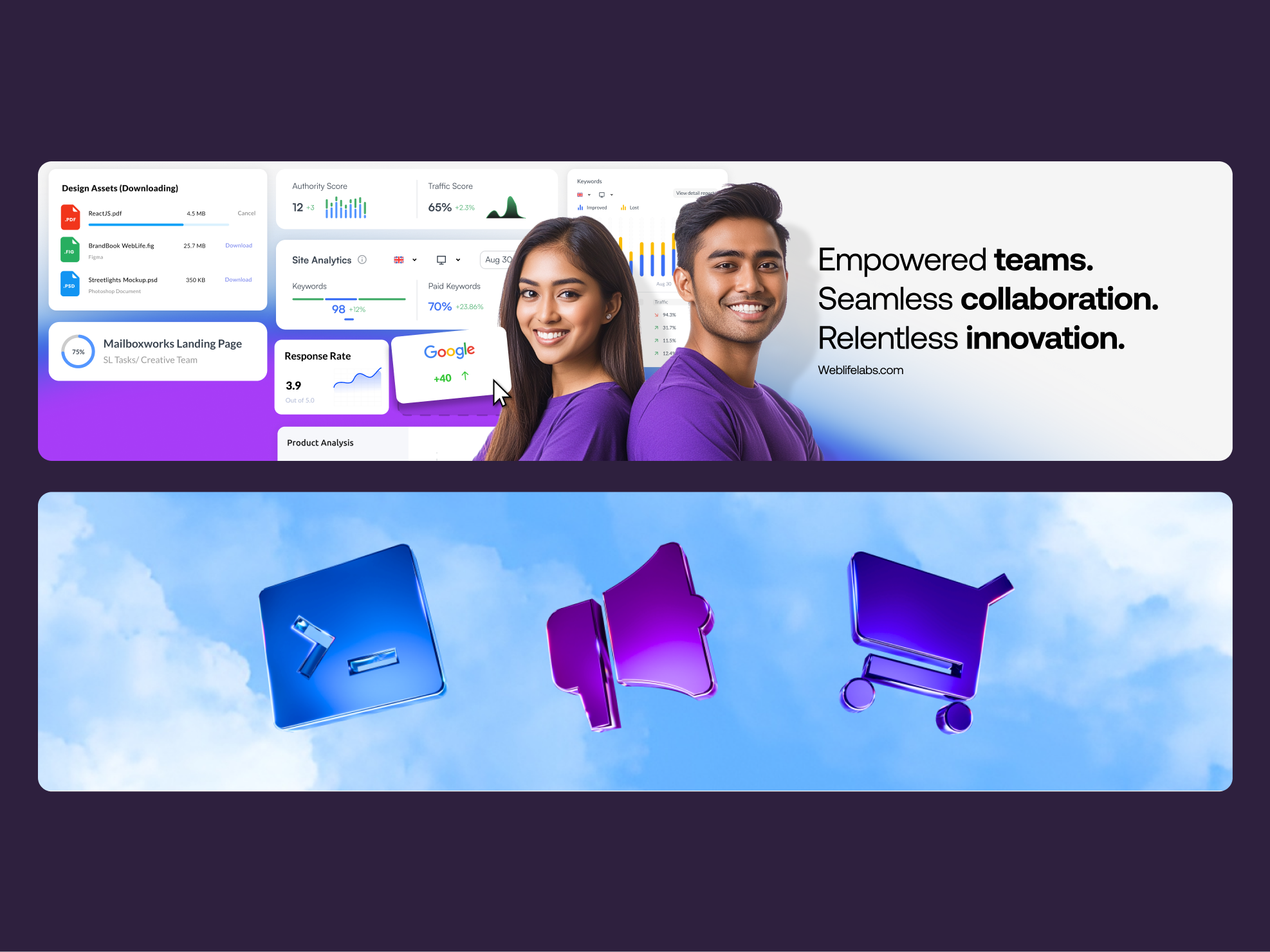 WebLife Labs launch campaign banners graphic design social media design