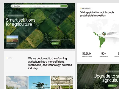 GreenVest — Smart Solutions for Modern Agriculture agriculture clean ui corporate data driven design eco friendly environment go green grid layout landing page minimal layout modern responsive sgd sustainable ui website