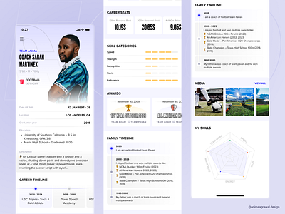 ⚽ PlaySmart – Football Training App! achievements athelete profile coach dashboard football football app light theme mobile app mobile app design profile skills soccer soccer app ui design user profile