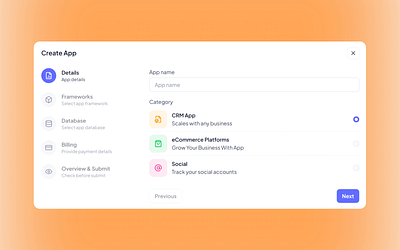 Raven Create App Modal UI admin app modal admin app ui admin dashboard admin ui app ui create app ui dashboard app ui modal ui web design