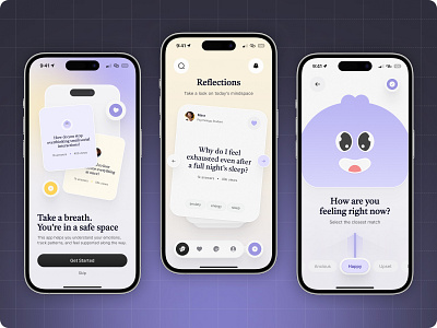 Mental Health App app calming concept design health interface design meditation app mental heals mindfulness mobile mobile design ui uiux ux