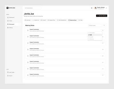 Meeting - Notes Library ai meeting assistant ai summarize dashboard meeting meeting notes library meeting note note taker summarizer text summary transcript ui ux