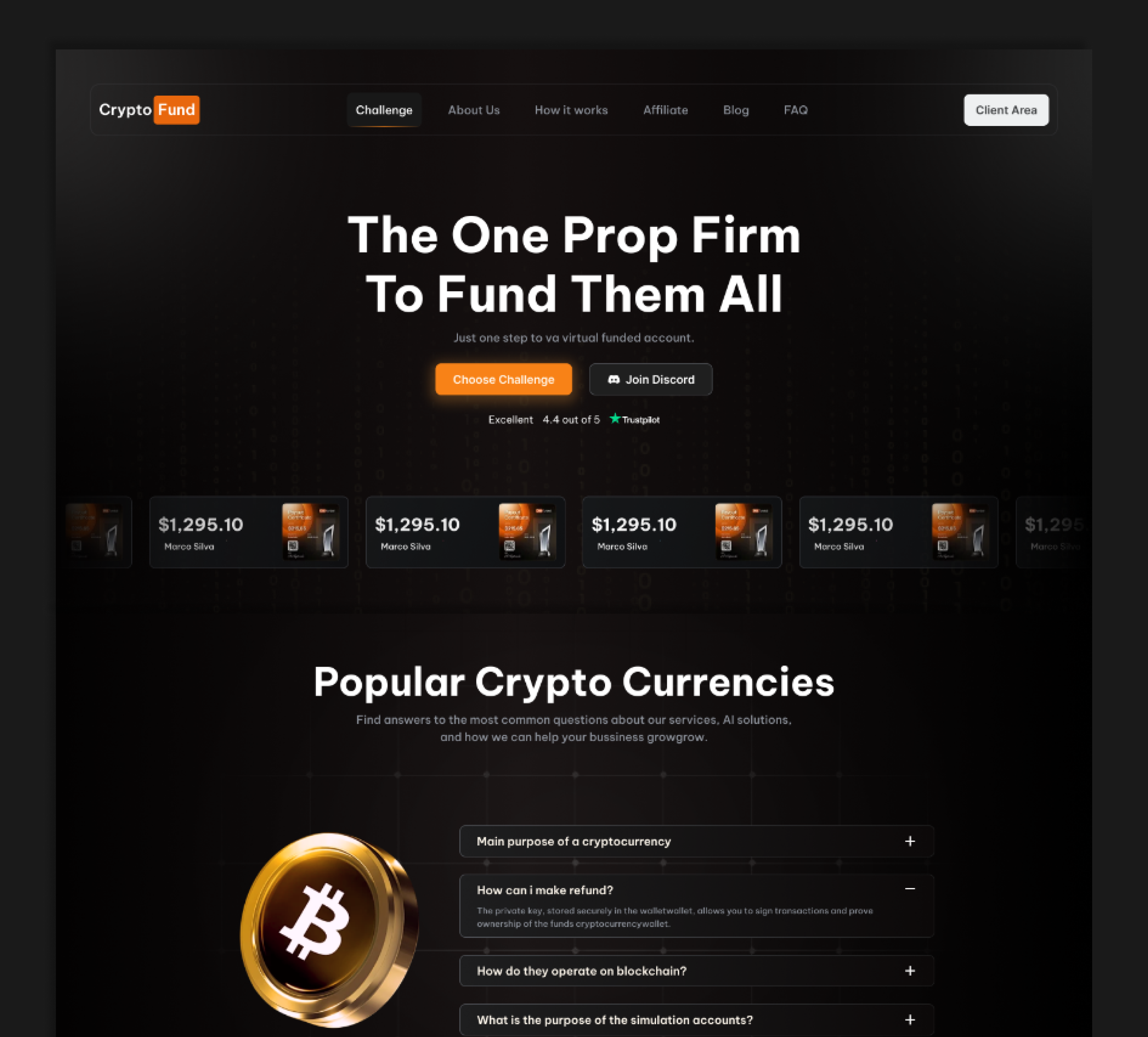 Crypto Currency Fund // Web Design copywork crypto figma landingpage ui uiux design ux web design