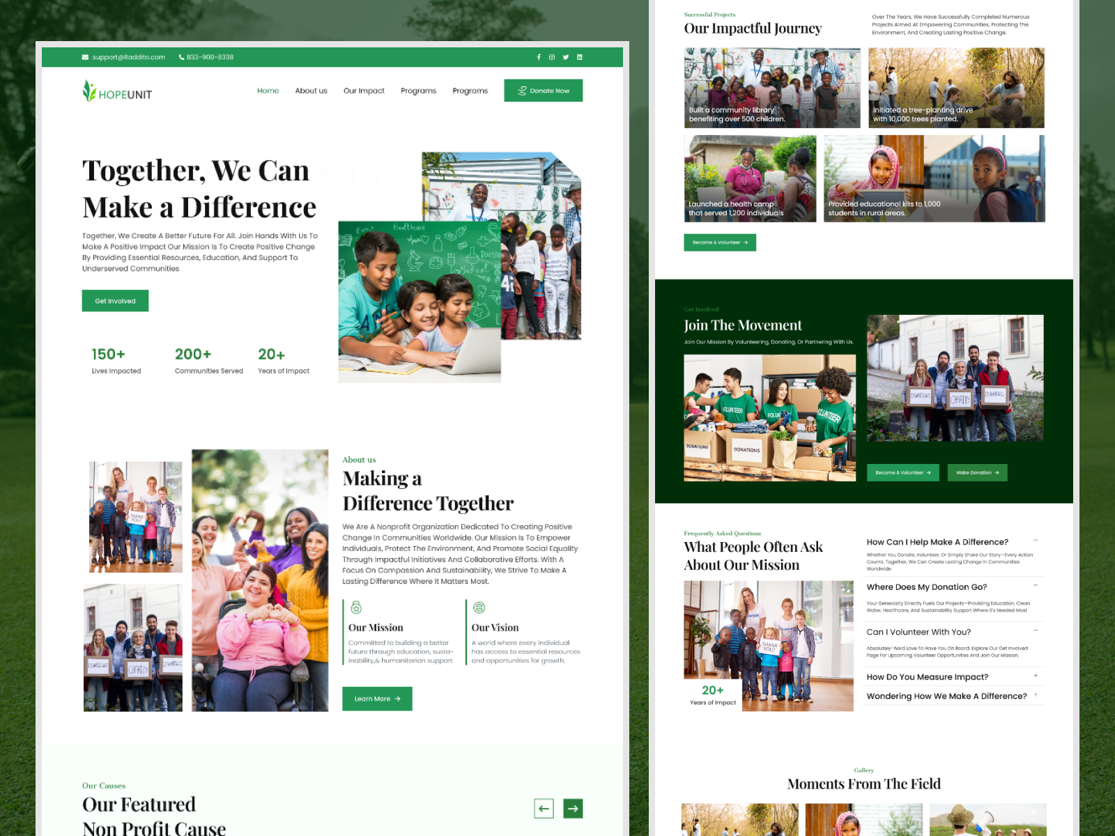 Non-Profit Website - Charity Organization charity ui community support donation website dribbble fundraising website humanitarian design modern website ui ngo design nonprofit website raddito agency volinteer platform web design wordpress design