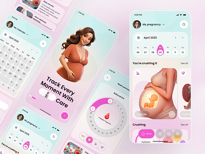 Pregnancy Tracking App UI Design app app design baby growth app calendar app design femtech design health app ios maternity app medical app mobile mobile app motherhood app pregnancy app pregnancy tracker ui wellness app woman health app