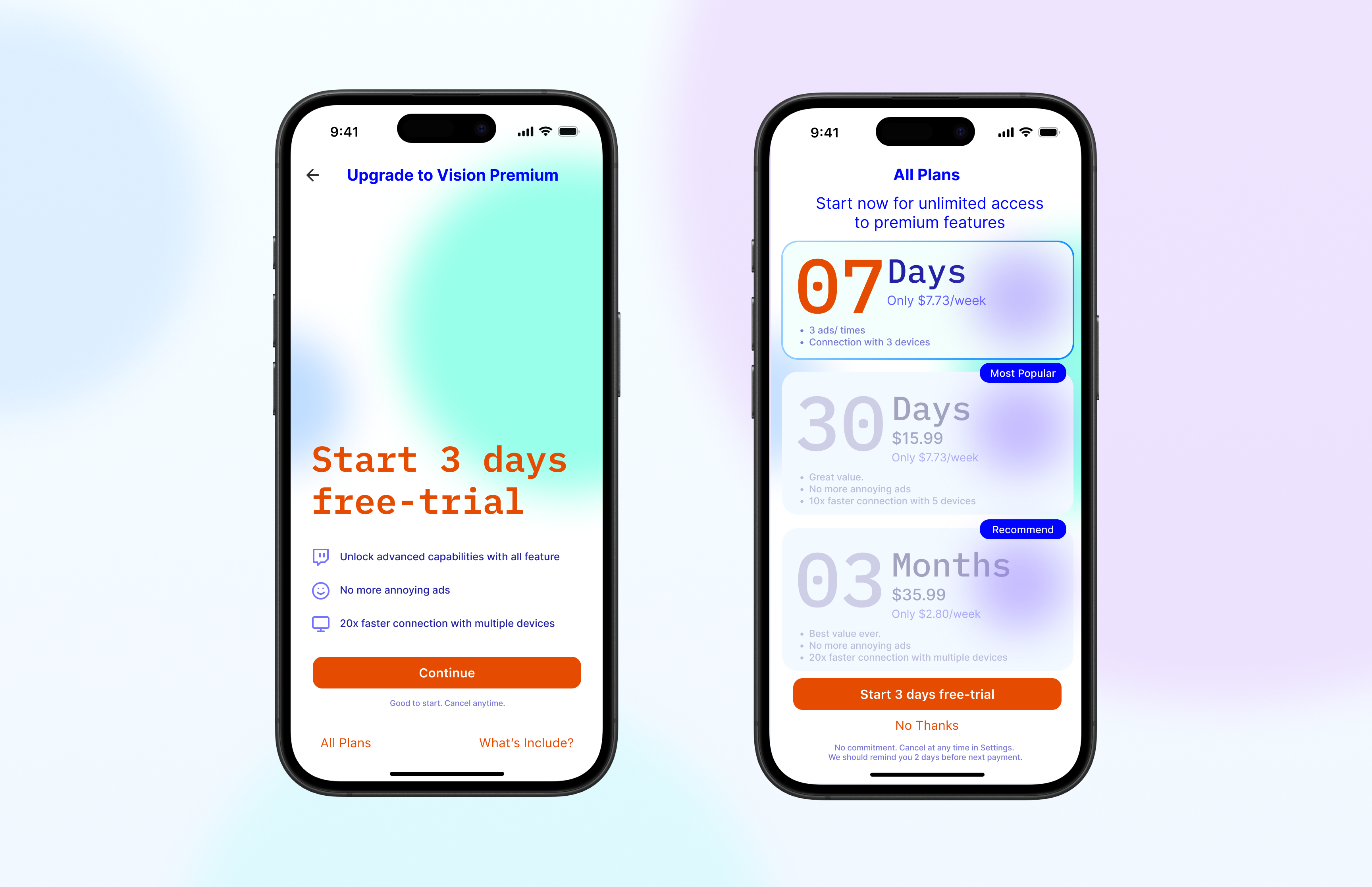 Premium Upgrade Plans - IAP app design graphic design ui ux