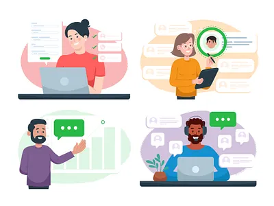 Leads business characterdesign illustration leads support vector