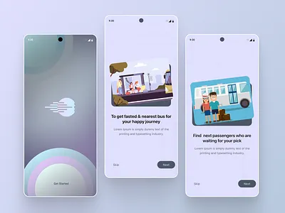 Transport service Splash & Onboarding Screen branding bus app clean design figma gradient ui minimal design minimal ui mobile ui modern app design onboarding onboarding design splash splash screen design transport app ui user onboarding ux design
