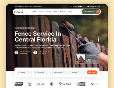 Fence Services Website Design construction development fencing contractor fencing website figma landing page ui uiux user interface web web design webflow website design wordpress