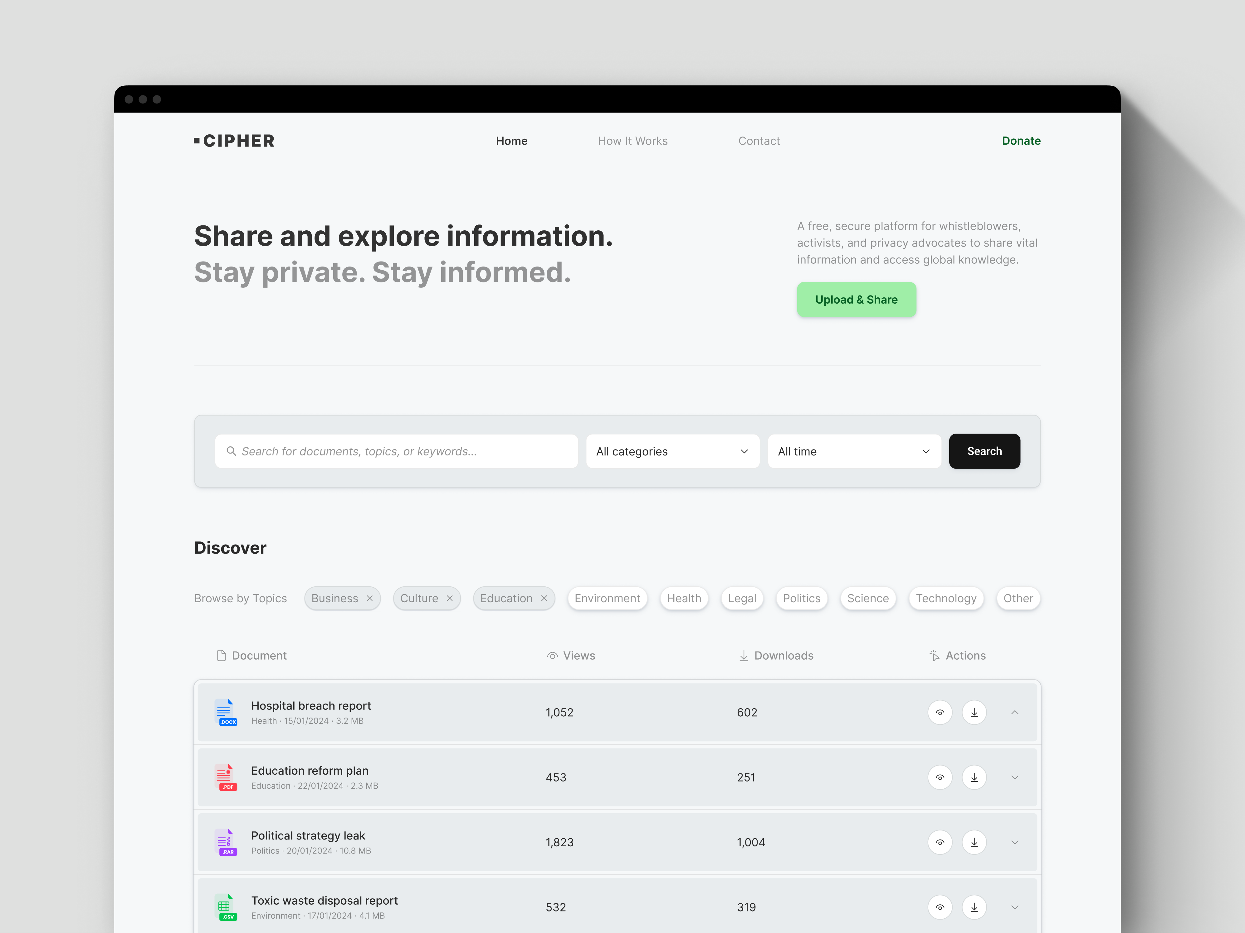 Secure File Sharing Platform clean ui dashboard file sharing interface platform privacy product design ui design ux design web app