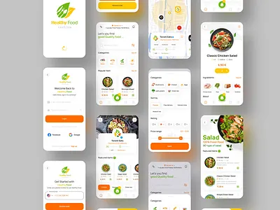 Healthy Food App 🥗 app app design app interface design branding eat food food app food ordering app healthy healthy food healthy food app healthy food app interface minimal design modern theme modern ui product design restaurant app ui trending design ui ux