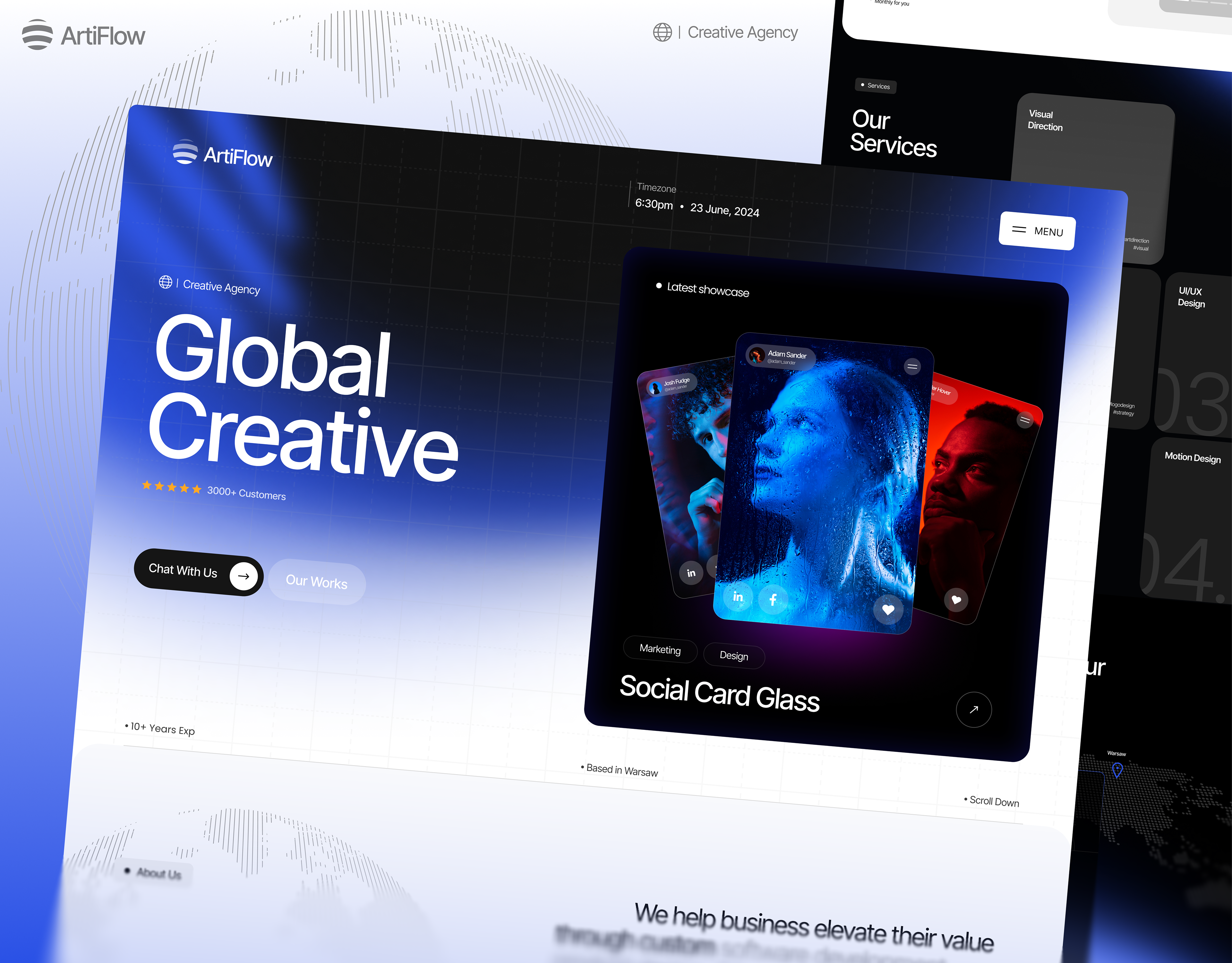 ArtiFlow – Creative Agency Website Design 3d animation branding design figma graphic design illustration logo motion graphics ui uiux ux web design