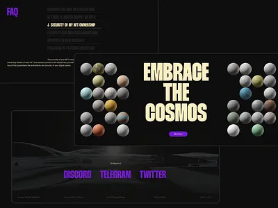 Website CTA, FAQ & Footer — Space Planet NFT animation blockchane crypto cta faq footer interaction landing landing page madeonwebflow minimalism nft ui ux web web3 webdesign webflow website