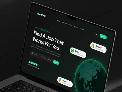 Jobnest - Job Finder Landing Page - Mockup clean design earth globe green job job finder job seeker minimal opportunity responsive ui ux website
