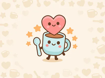 Cozy Coffee breakfast cafè cartoon character coffee cozy cup cute doodle flat funny heart icon illustration kawaii logo love mascot outline sweet