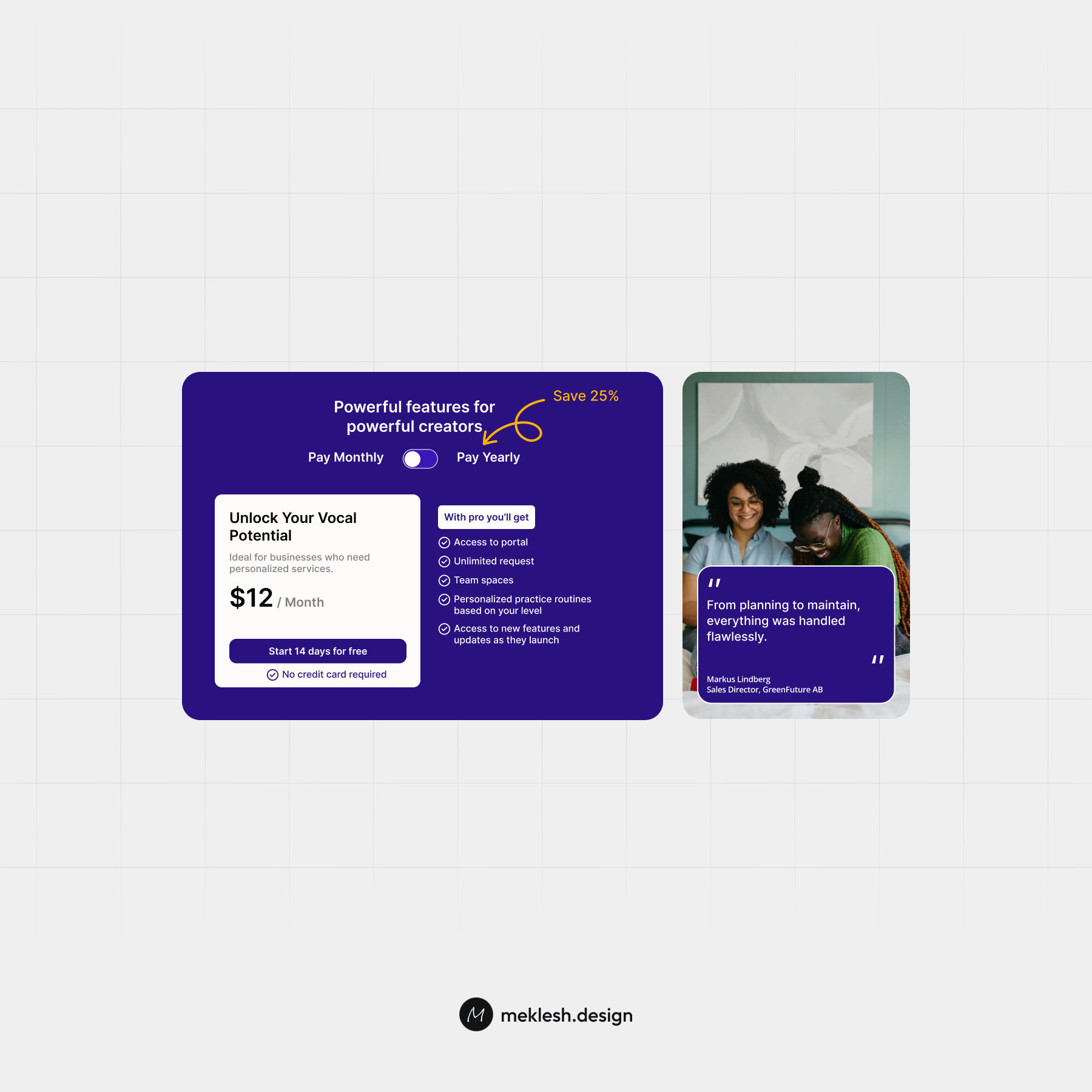 Pricing section